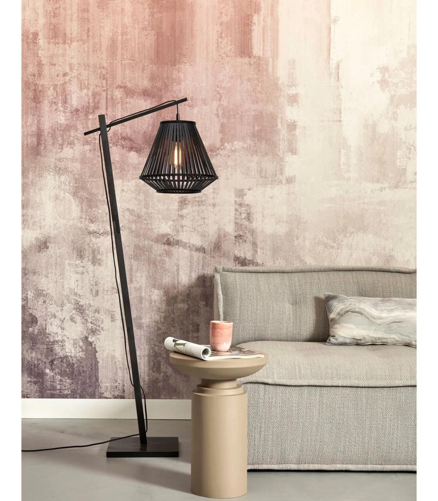 Vloerlamp Merapi - Bamboe Zwart - 57x30x150cm Vloerlampen