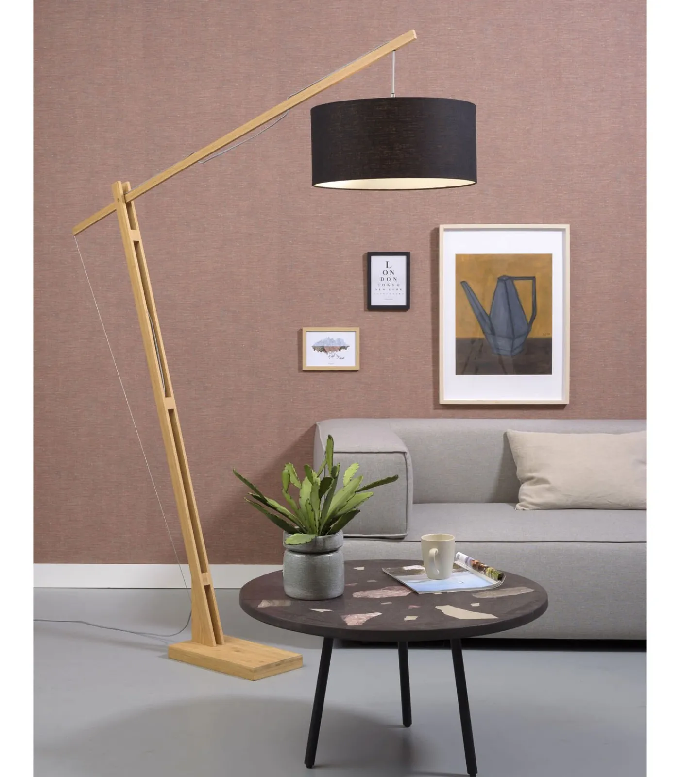 Sale Vloerlamp Montblanc - Bamboe/Zwart - 175x47x207cm Vloerlampen