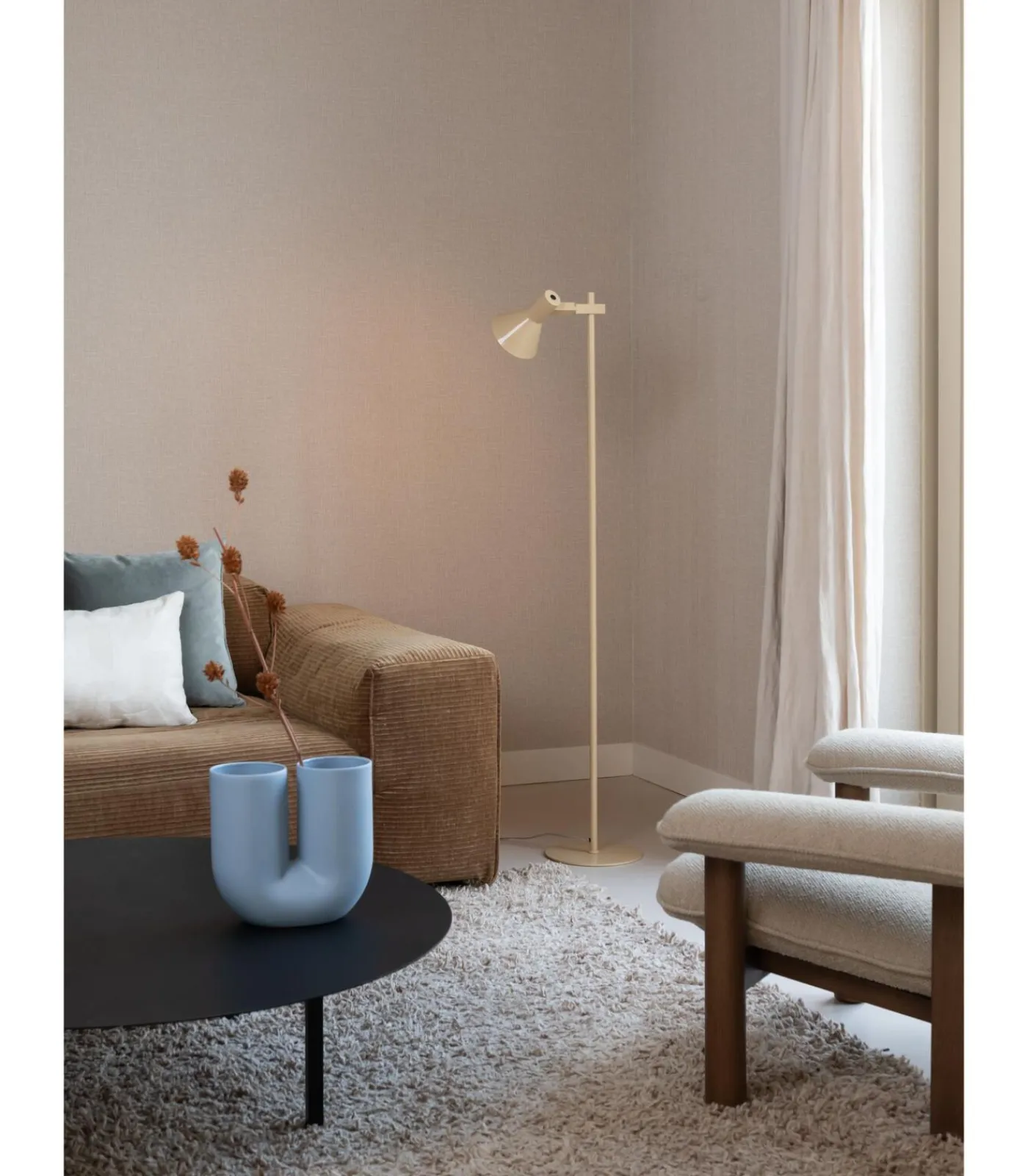 Clearance Vloerlamp Stavanger - Beige - 37x25x146cm Vloerlampen