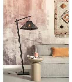 New Vloerlamp Tahiti - Bamboe Zwart - 65x45x150cm Vloerlampen