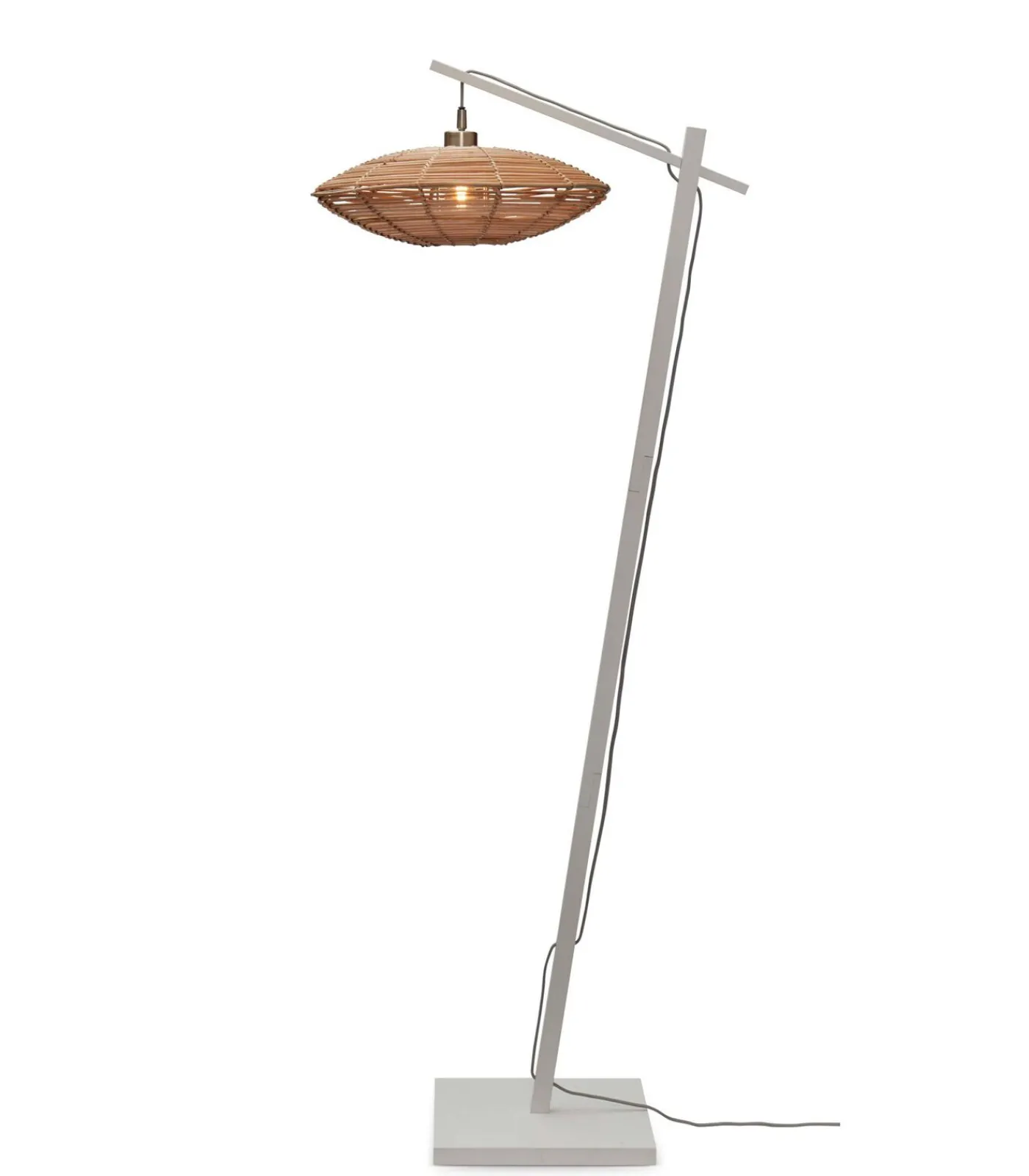 Sale Vloerlamp Tanami - Bamboe Wit/Rotan - 63x40x150cm Vloerlampen