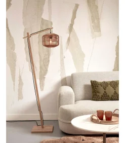 Outlet Vloerlamp Tanami - Bamboe/Rotan - 55x30x150cm Vloerlampen