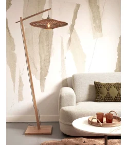Best Vloerlamp Zanzibar - Bamboe/Rotan - 73x55x176cm Vloerlampen