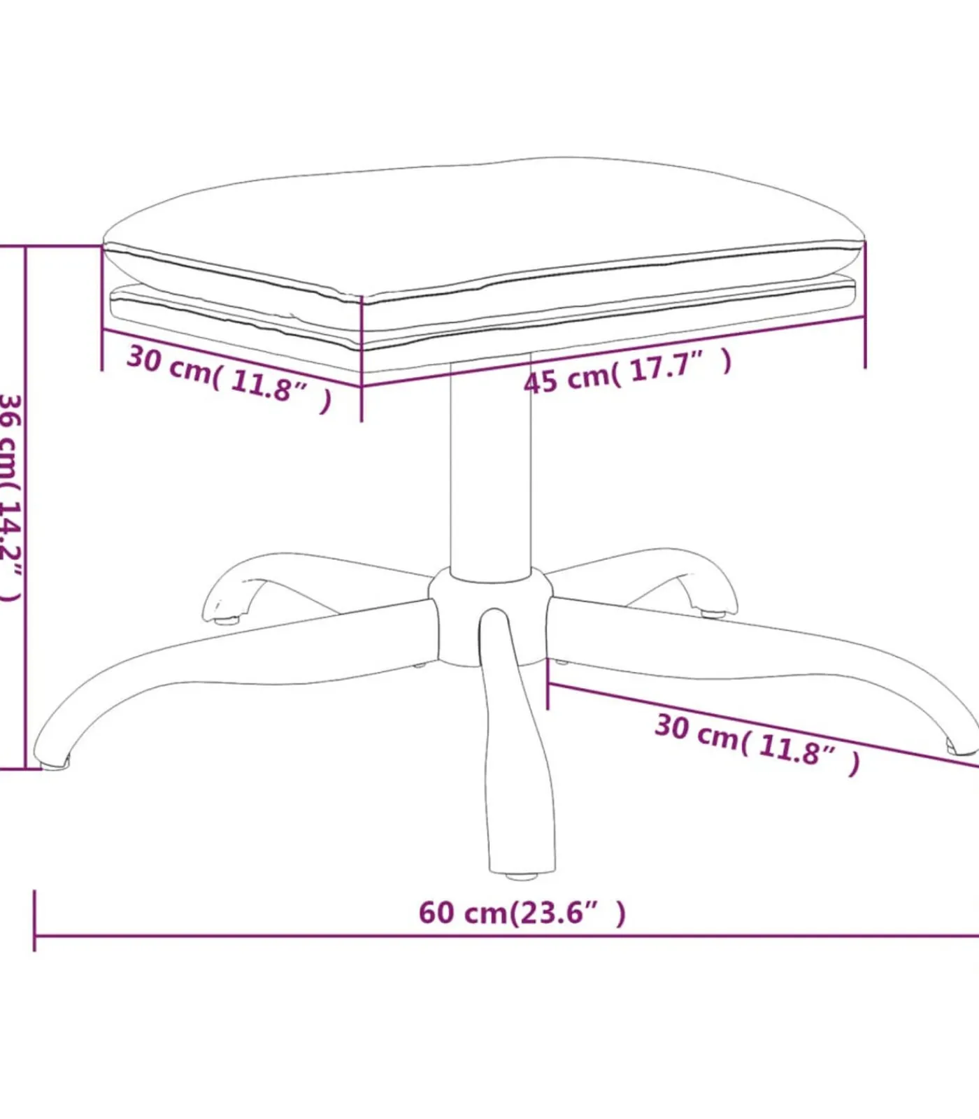 New Voetenbank 60x60x36 cm fluweel lichtgrijs Stoelen