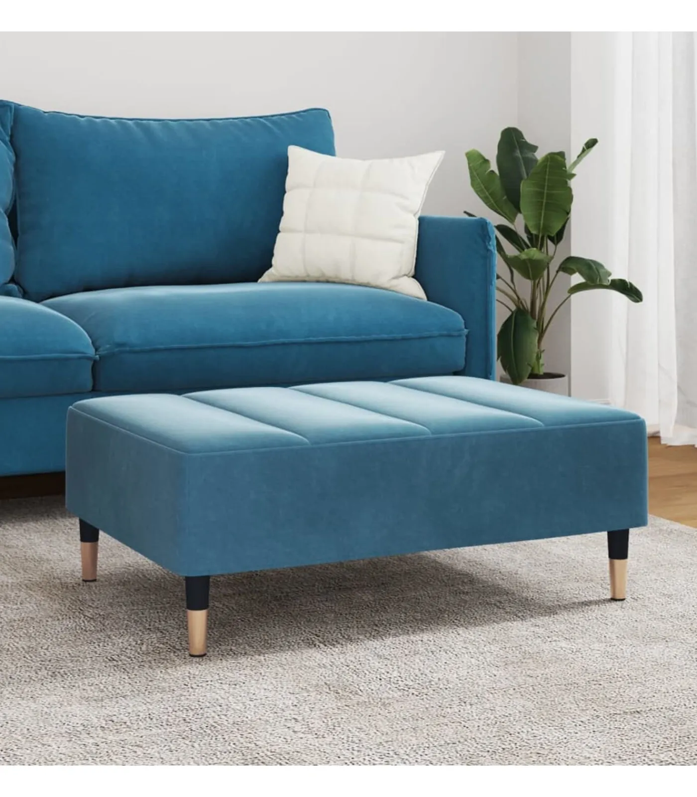 Voetenbank 77x55x31 cm fluweel blauw Stoelen