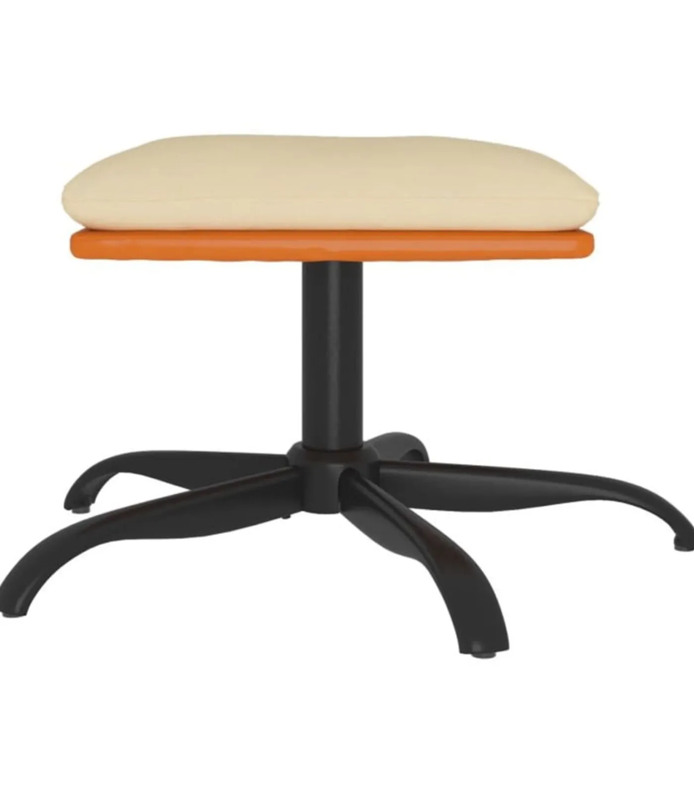 Clearance Voetenbank 60x60x36 cm stof en kunstleer crèmekleurig Stoelen
