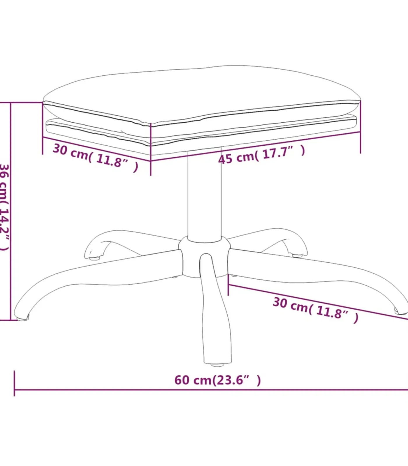 Clearance Voetenbank 60x60x36 cm stof en kunstleer crèmekleurig Stoelen