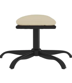 Voetenbank 60x60x36 cm stof en kunstleer crèmekleurig Stoelen