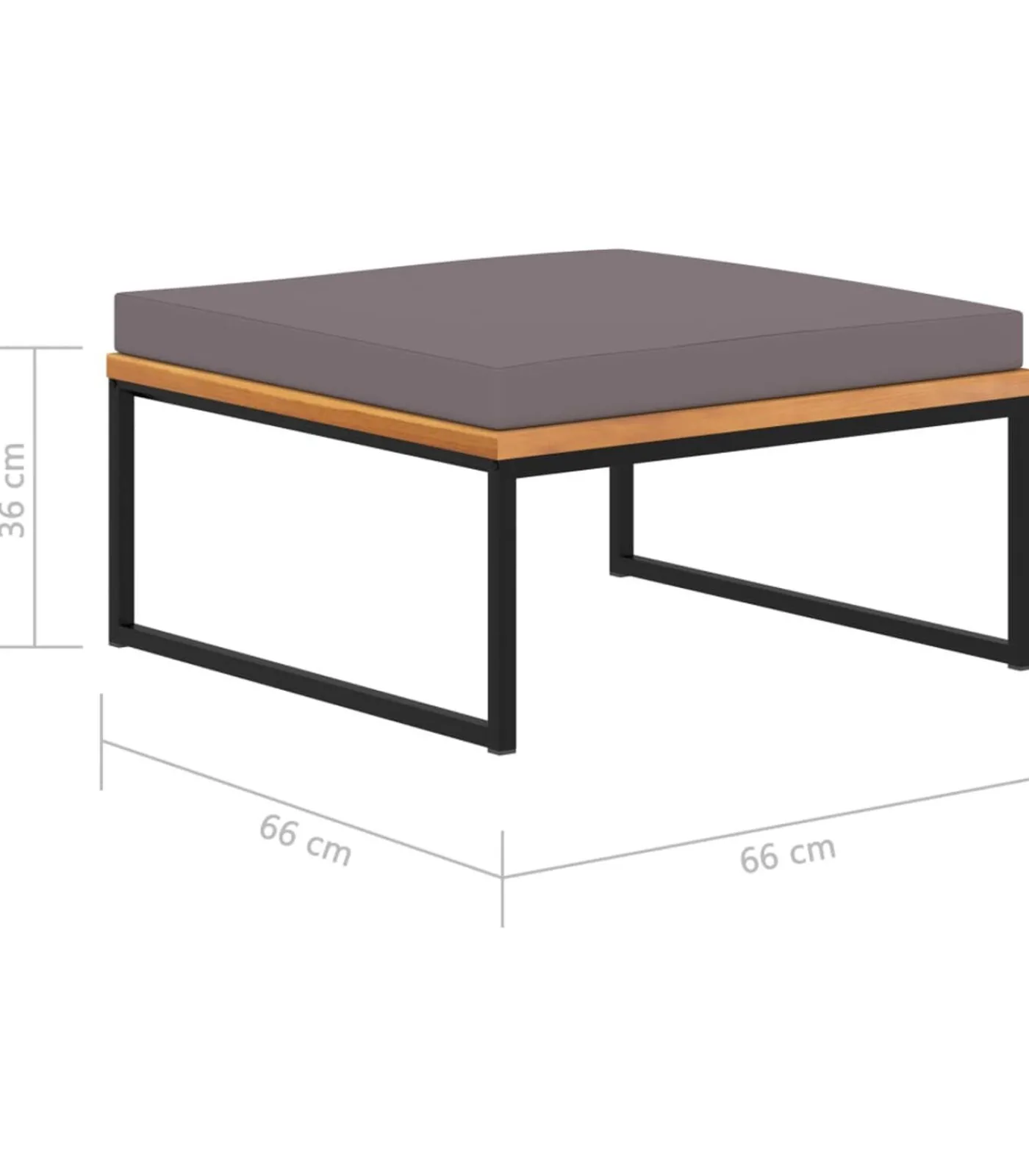 Sale Voetensteun met kussen 66x66x36 cm acaciahout donkergrijs Stoelen