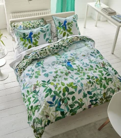 Outlet Volière Sky - Kussensloop in katoen satijn met print Kussenslopen