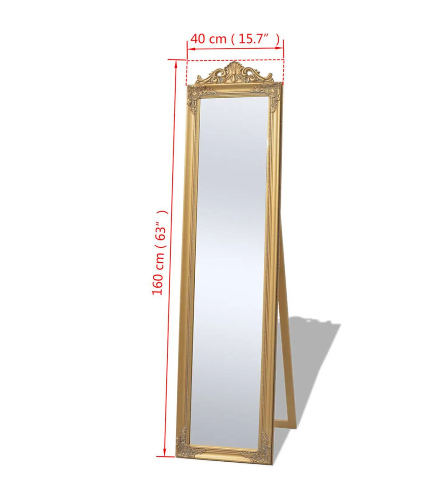 Best Vrijstaande spiegel Barok 160x40cm goud Spiegels