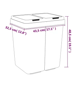 New Vuilnisbak dubbel 2x25 L wit Manden En Bakken