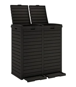 Clearance Vuilnisbak voor tuin 78x41x86 cm polypropeen zwart Manden En Bakken