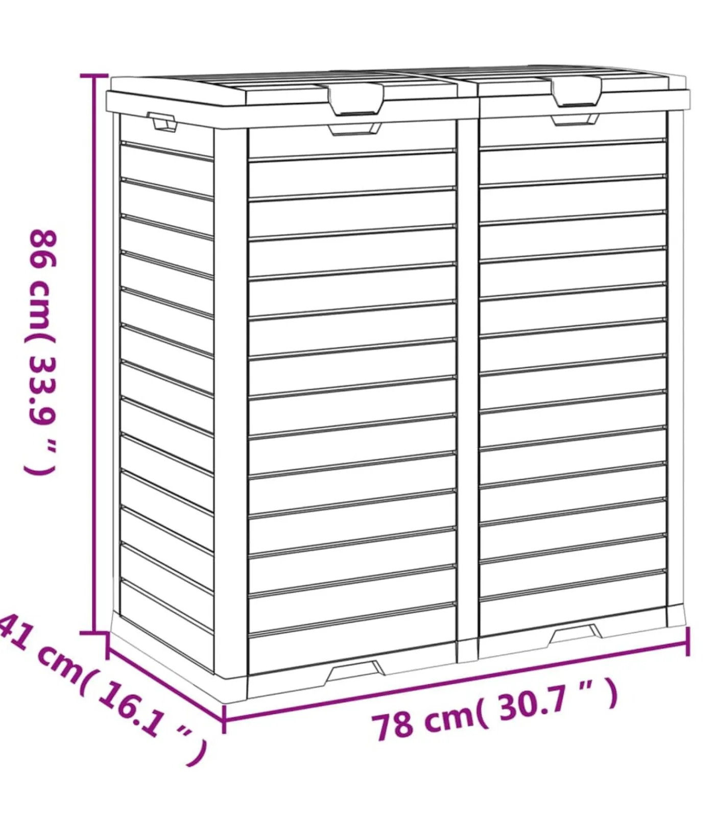 Clearance Vuilnisbak voor tuin 78x41x86 cm polypropeen zwart Manden En Bakken