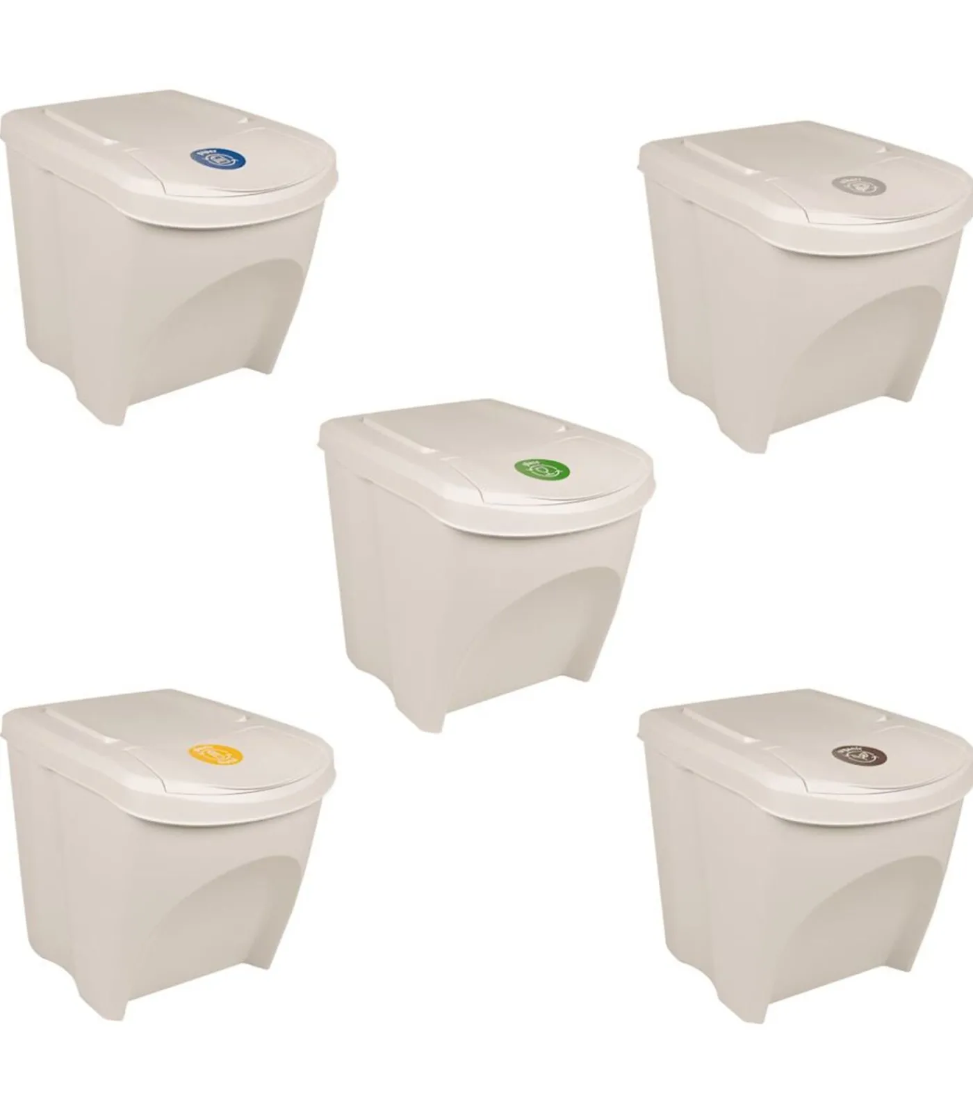 Best Vuilnisbakken 3 st stapelbaar 75 L polypropeen wit Manden En Bakken