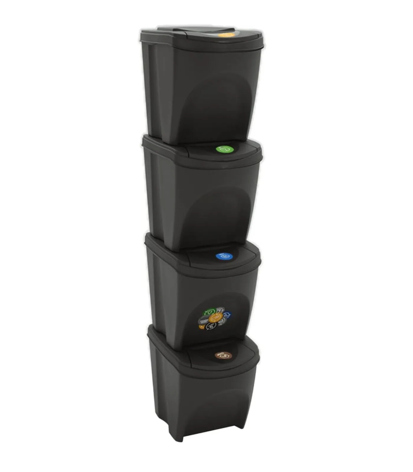 Sale Vuilnisbakken 4 st stapelbaar 100 L polypropeen grijs Manden En Bakken