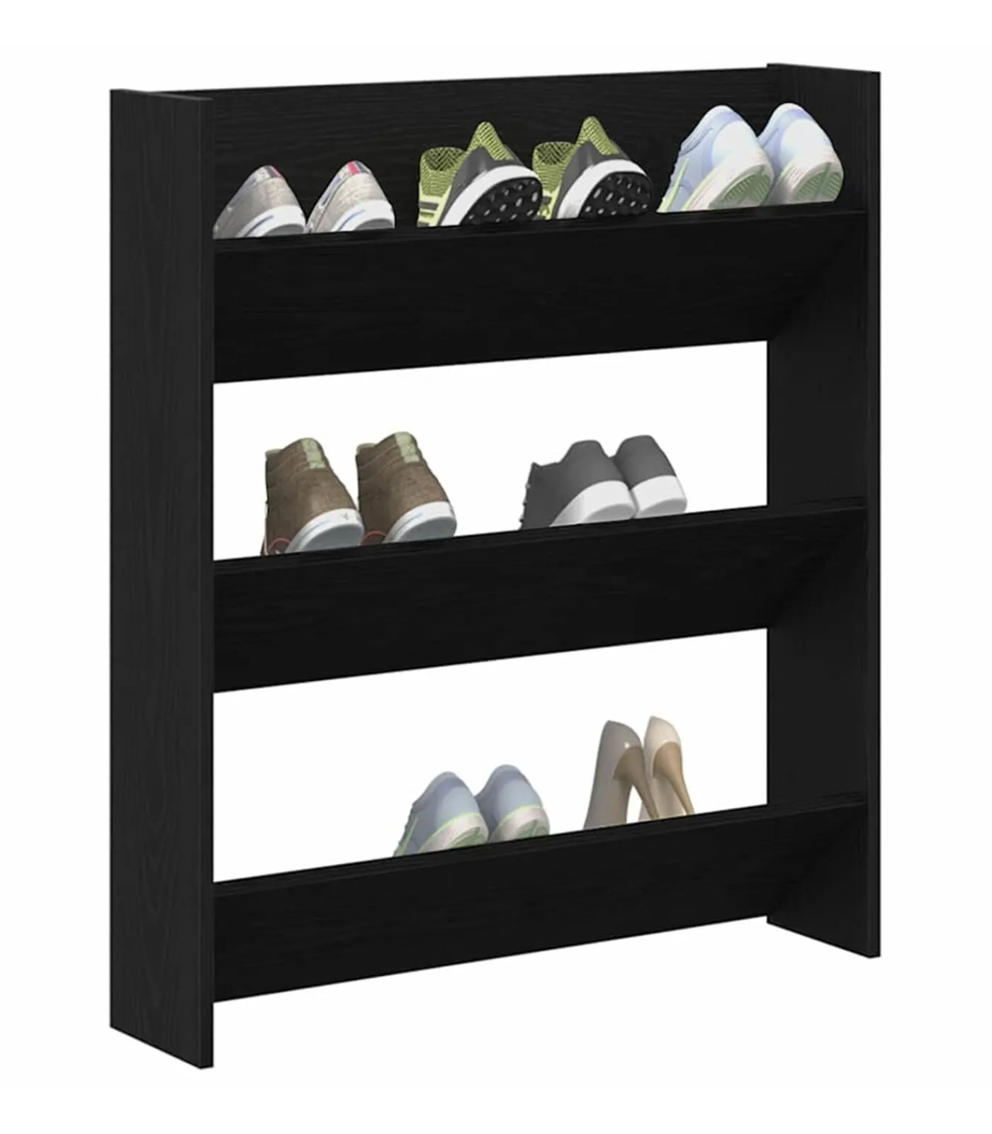 New Wand Schoenkast 2 pcs Zwart eiken 80 x 18 x 90 cm Bewerkt hout Organiseren