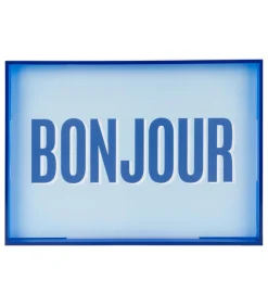 Outlet Wanddecoratie Bonjour Medium - Blauw - 3x31x22cm Wanddecoratie