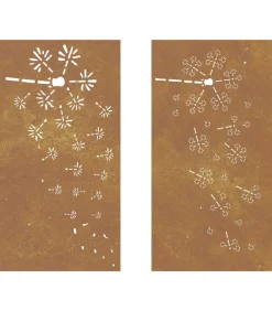 Hot Wanddecoratie tuin 2 st bloemenontwerp 105x55 cm cortenstaal Decoratie