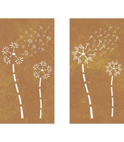 Online Wanddecoratie tuin 2 st bloemenontwerp 105x55 cm cortenstaal Decoratie