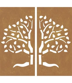 Sale Wanddecoratie tuin 2 st boomontwerp 105x55 cm cortenstaal Decoratie