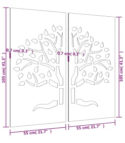 Sale Wanddecoratie tuin 2 st boomontwerp 105x55 cm cortenstaal Decoratie