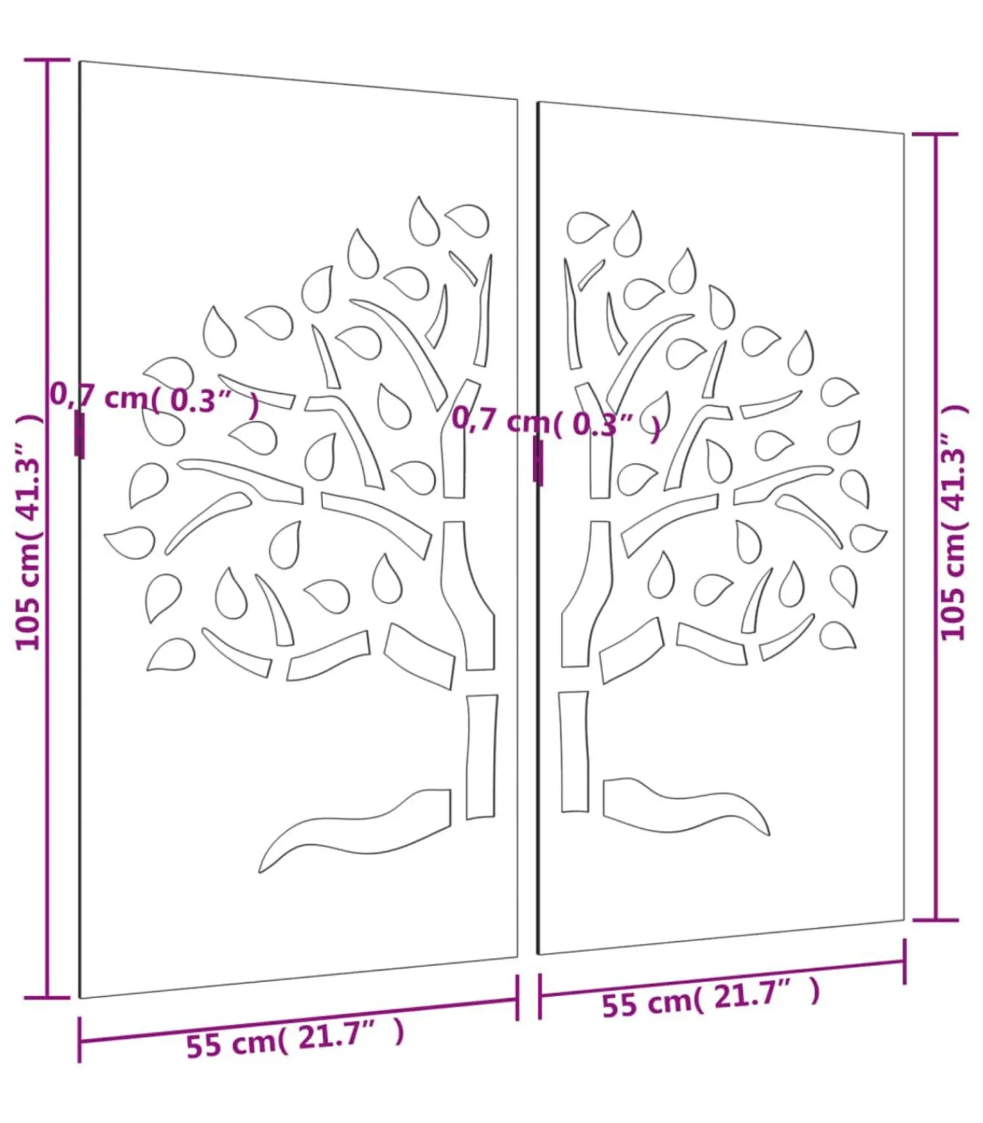 Sale Wanddecoratie tuin 2 st boomontwerp 105x55 cm cortenstaal Decoratie