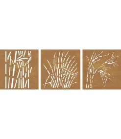 Outlet Wanddecoratie tuin 3 st grasontwerp 55x55 cm cortenstaal Decoratie