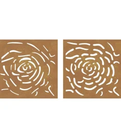 Wanddecoratie tuin 2 st rozenontwerp 55x55 cm cortenstaal Decoratie