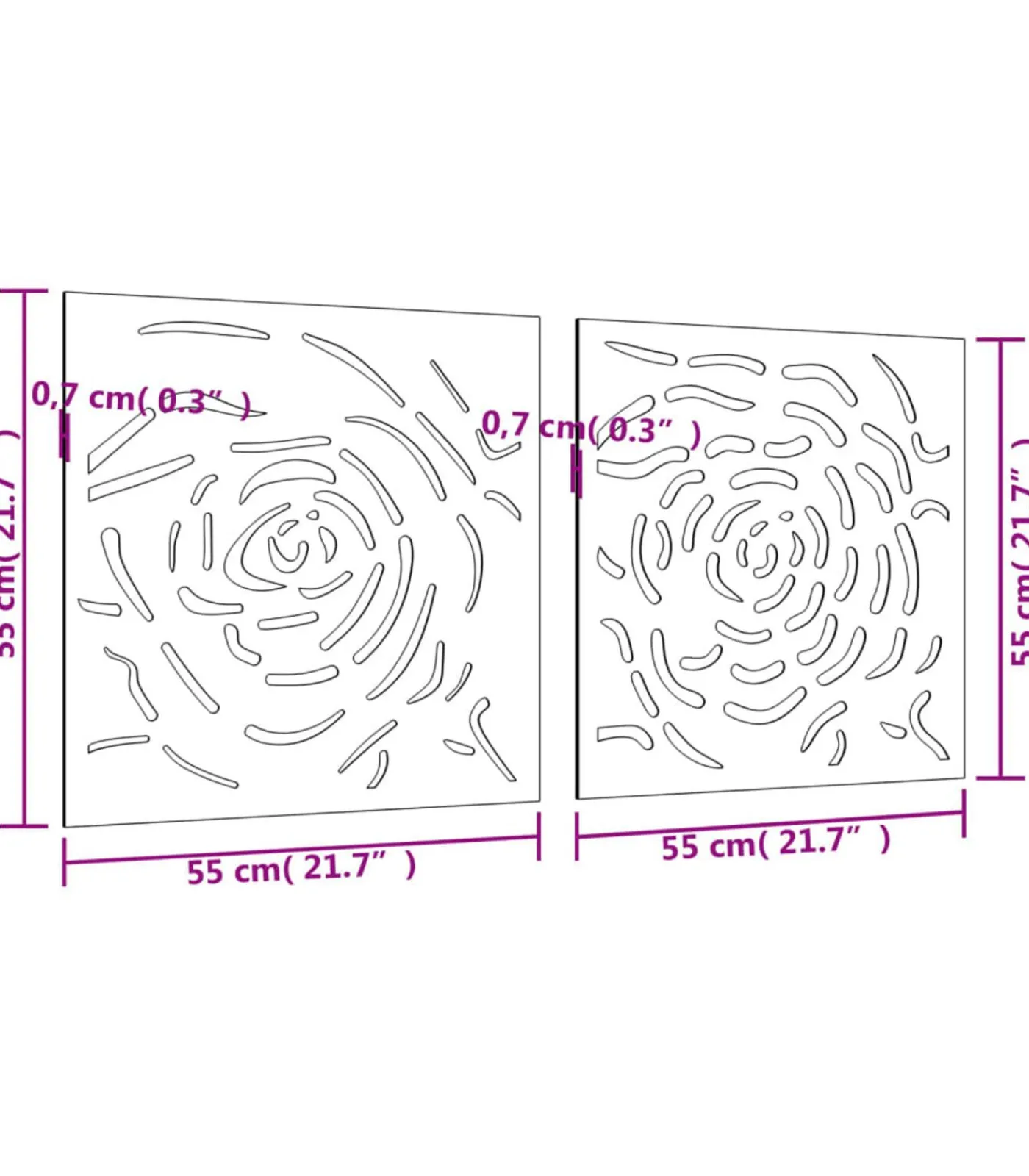 Wanddecoratie tuin 2 st rozenontwerp 55x55 cm cortenstaal Decoratie