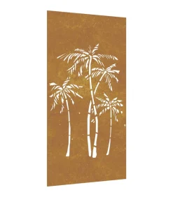 Wanddecoratie tuin palmboomontwerp 105x55 cm cortenstaal Decoratie