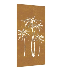 Wanddecoratie tuin palmboomontwerp 105x55 cm cortenstaal Decoratie