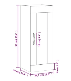 New Wandkast 34,5x34x90 cm bewerkt hout betongrijs Meubels