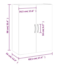 Discount Wandkast 69,5x34x90 cm gerookt eikenkleurig Meubels