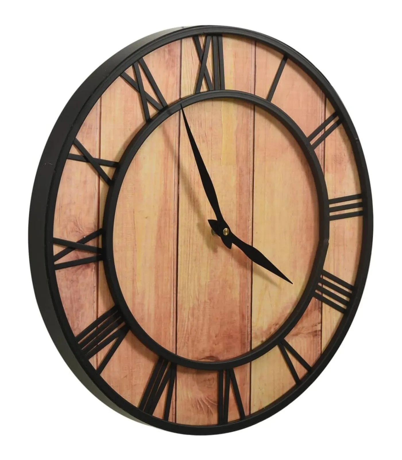 Discount Wandklok 39 cm MDF en ijzer bruin en zwart Klokken