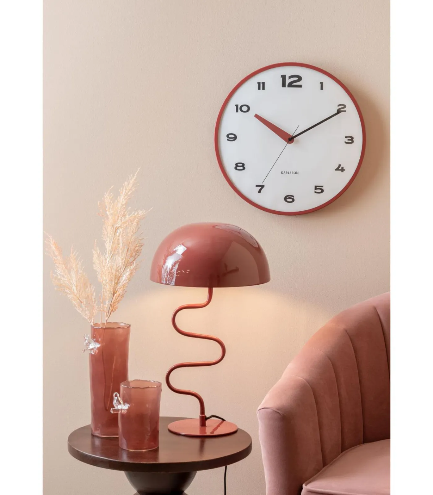 Discount Wandklok Brisk Dome - Rode oker - Ø40cm Klokken