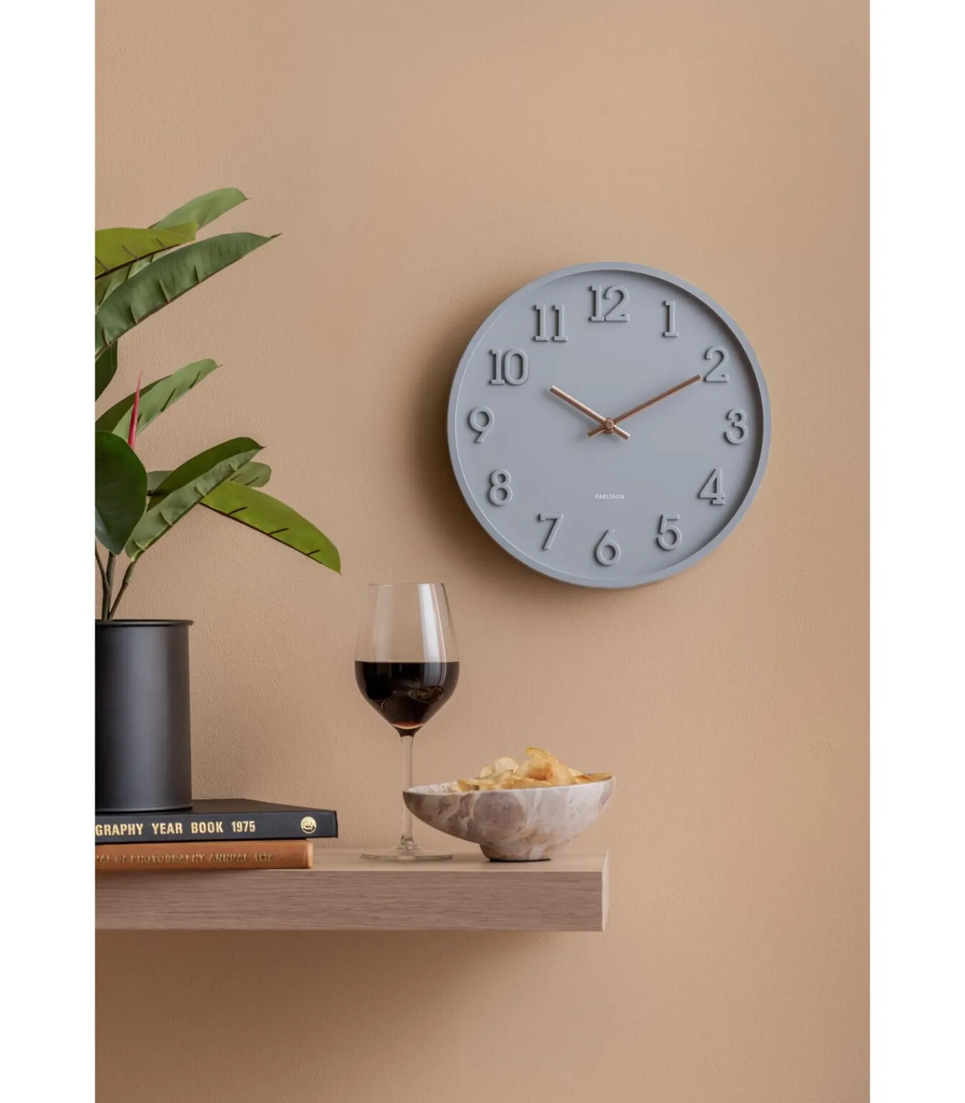 Discount Wandklok Calma - Donkergrijs - 3.8x30x30cm Klokken