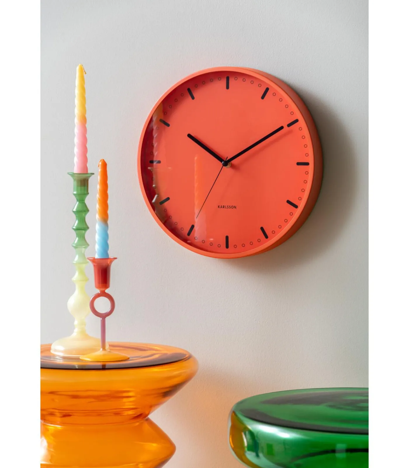 Best Wandklok Cool Retro - Oranje - 30x30x30cm Klokken