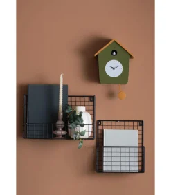 Hot Wandklok Cuckoo Light - Legergroen - 23x10.5x26.4cm Klokken