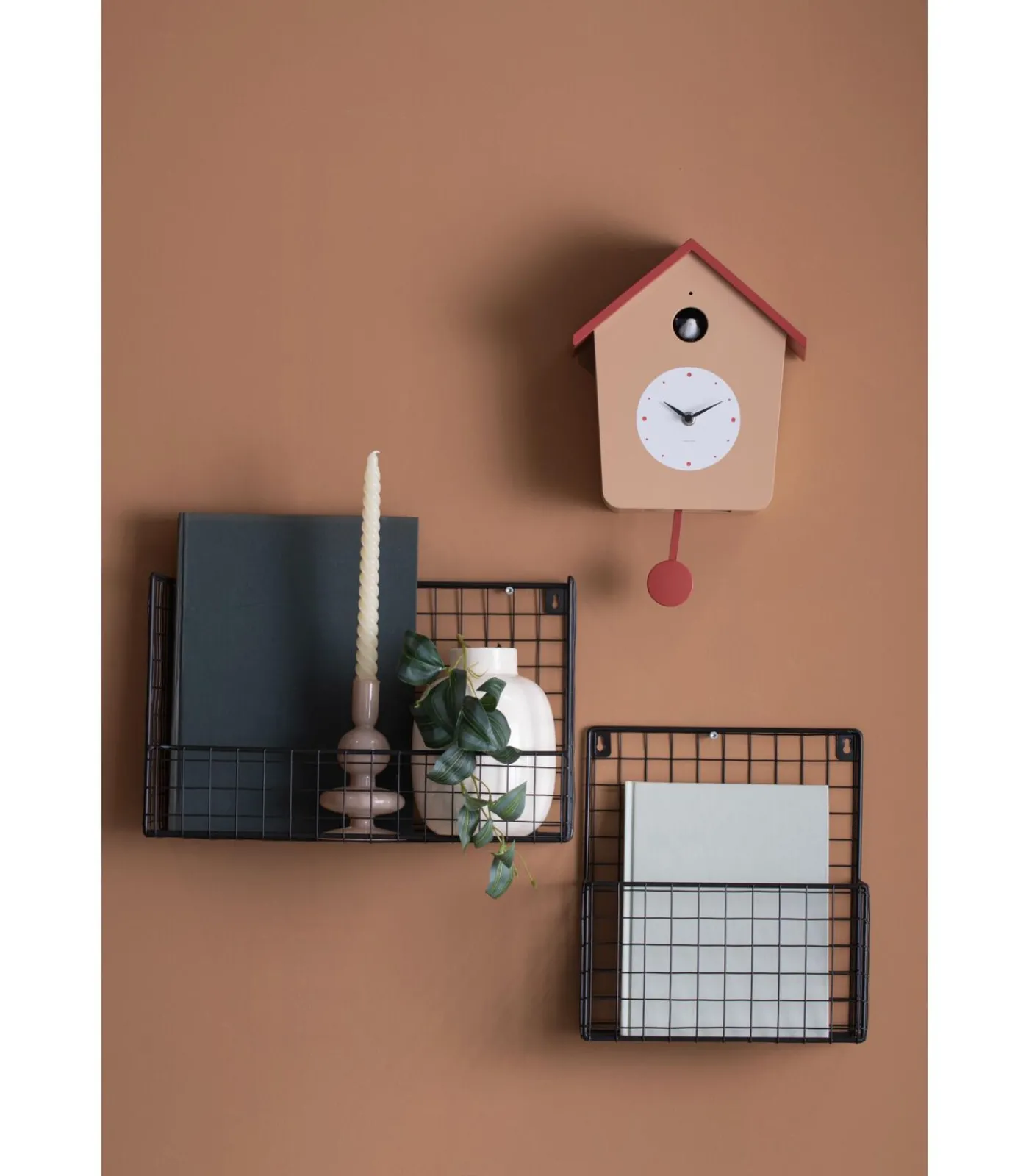 Wandklok Cuckoo Light - Zachtbruin - 23x10.5x26.4cm Klokken