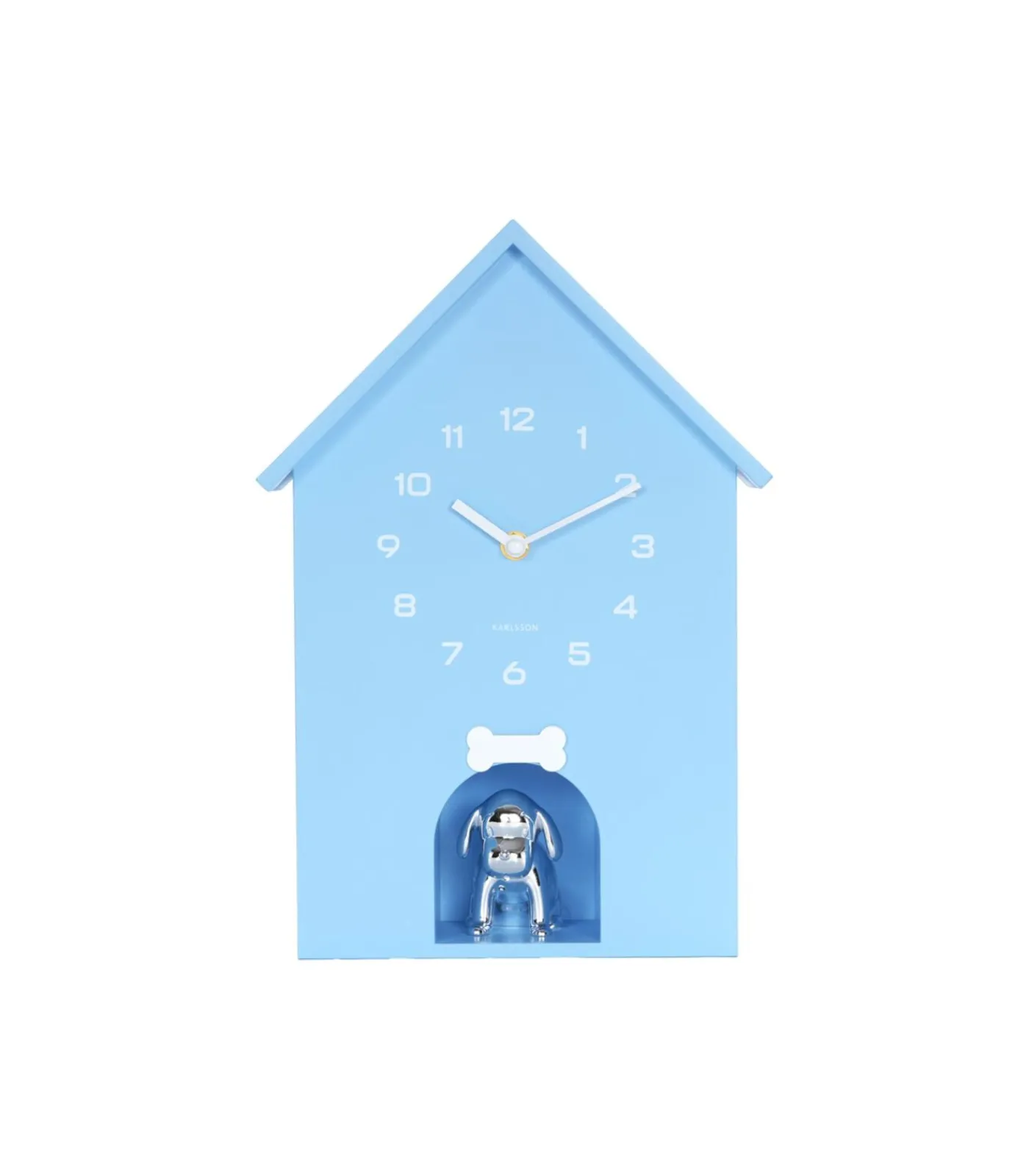 Online Wandklok Dog House - Blauw - 24.9x9x27cm Klokken