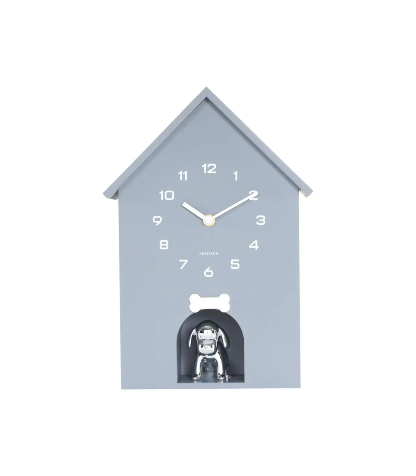New Wandklok Dog House - Grijs - 24.9x9x27cm Klokken