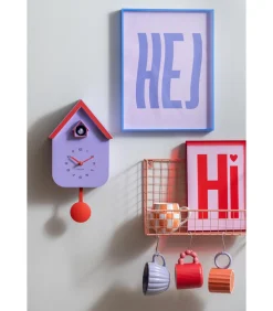 Wandklok Dupla Color Cuckoo - Paars - 21.5x21.5x41.5cm Klokken