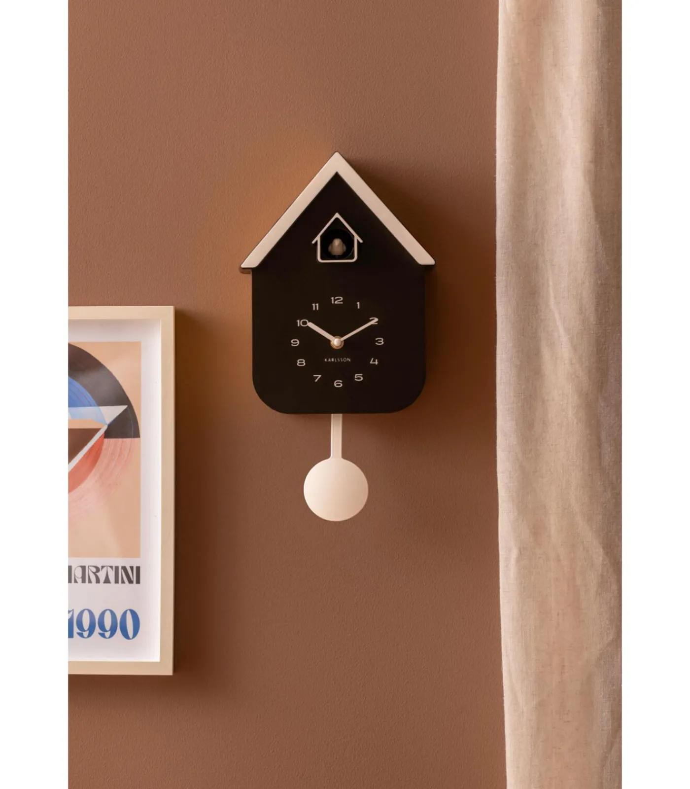 Outlet Wandklok Dupla Color Cuckoo - Zwart - 21.5x21.5x41.5cm Klokken