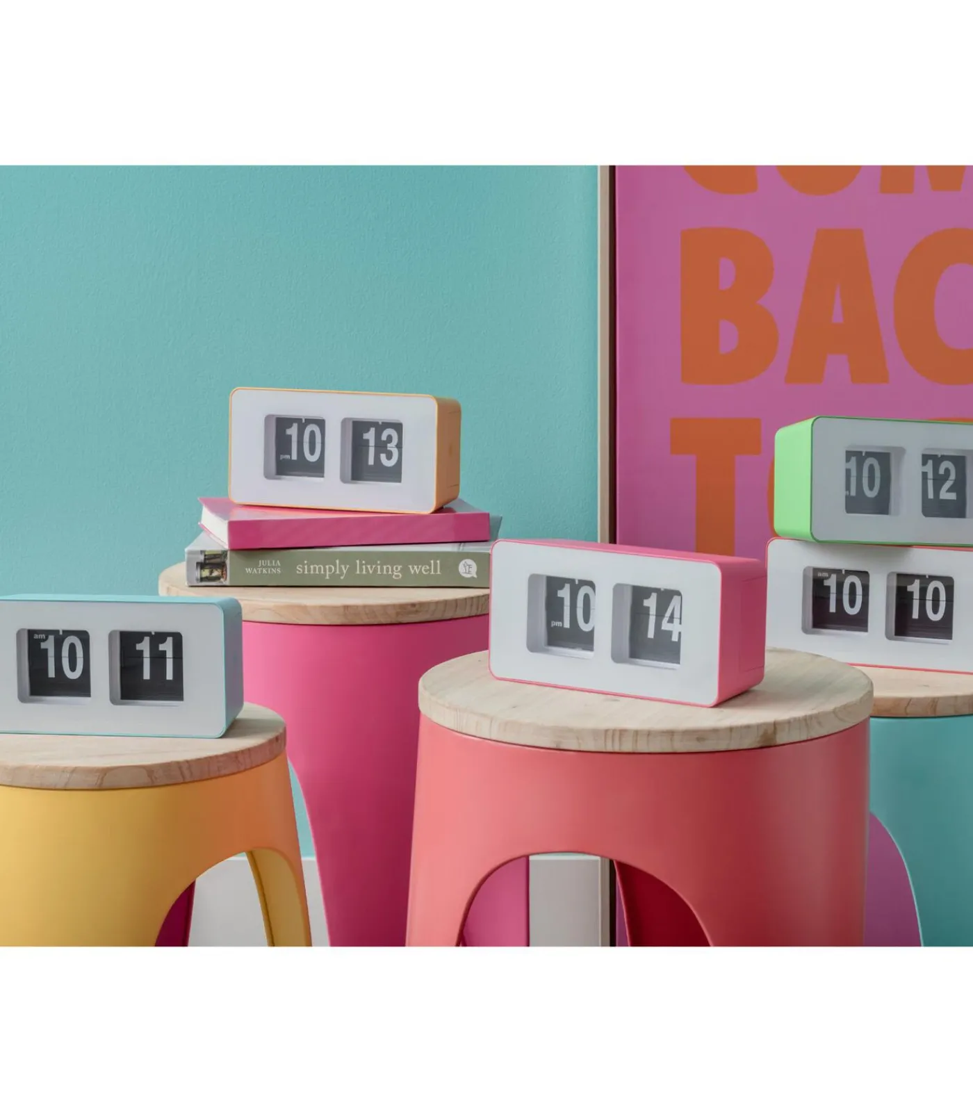 Best Wandklok Funky Flip - Heldergeel - 7x17.7x9.2cm Klokken