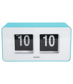 Wandklok Funky Flip - Turquoise - 7x17.7x9.2cm Klokken