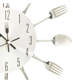 Online Wandklok lepel-en-vork 31 cm aluminium zilverkleurig Klokken