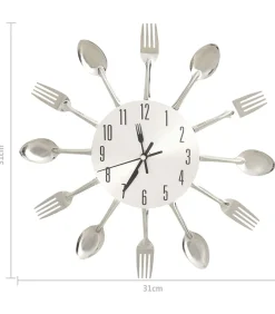 Online Wandklok lepel-en-vork 31 cm aluminium zilverkleurig Klokken