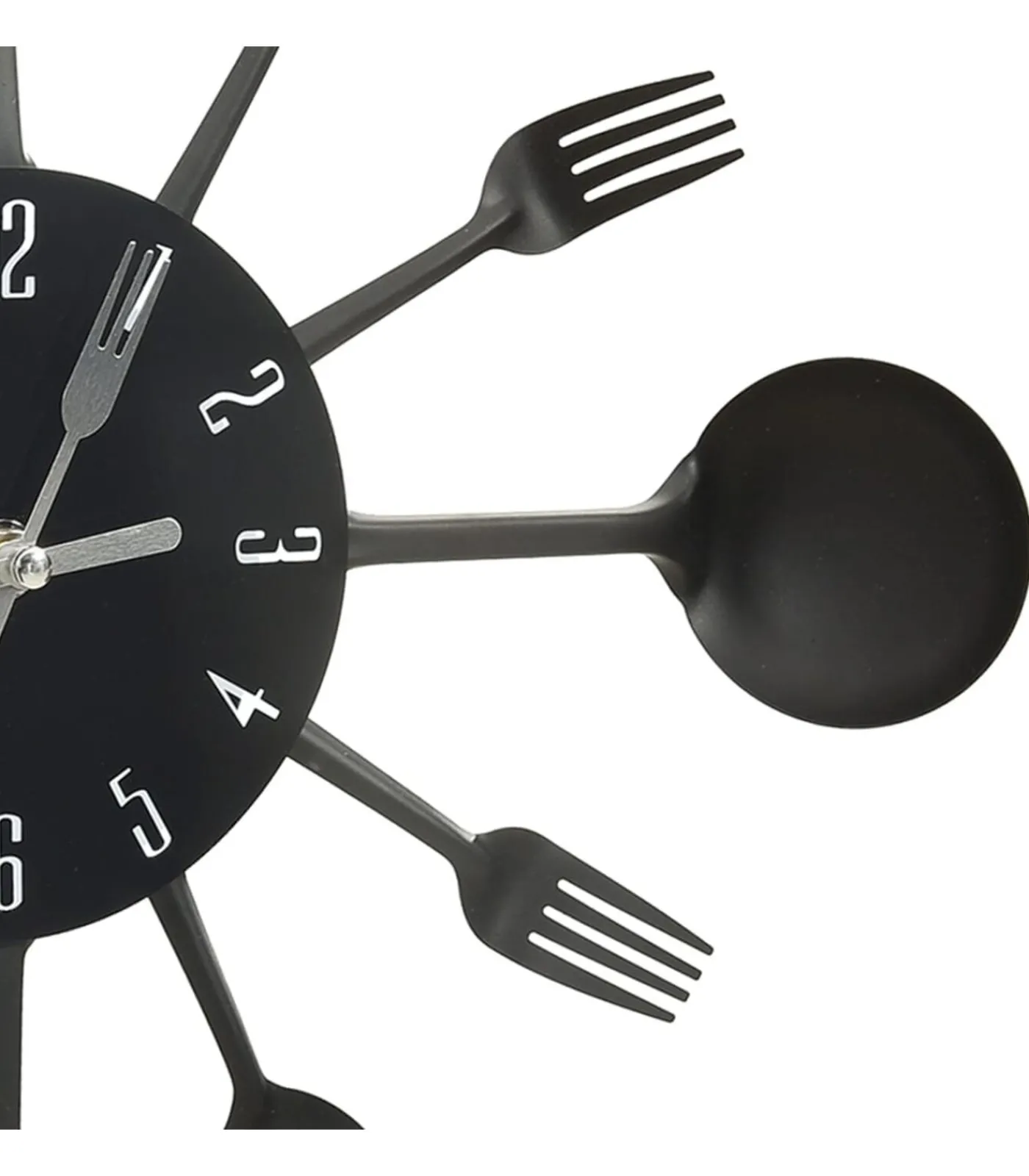 Discount Wandklok lepel-en-vork 40 cm aluminium zwart Klokken