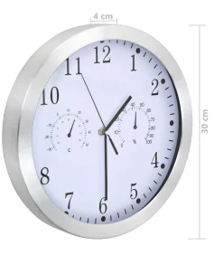 Online Wandklok met quartz-mechanisme hygrometer thermometer 30 cm wit Klokken